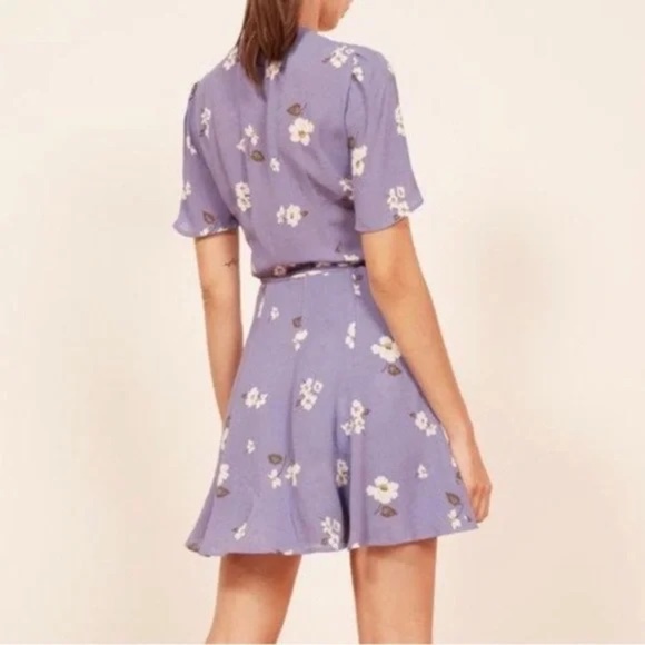 Reformation Adele Wrap Mini Dress in Lilac Floral - Size Small - Picture 7 of 7